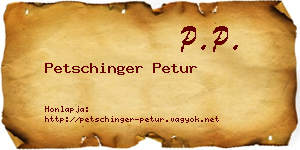 Petschinger Petur névjegykártya